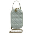 Dior Mobile Phone Case Lady Light Blue Quilted Leather