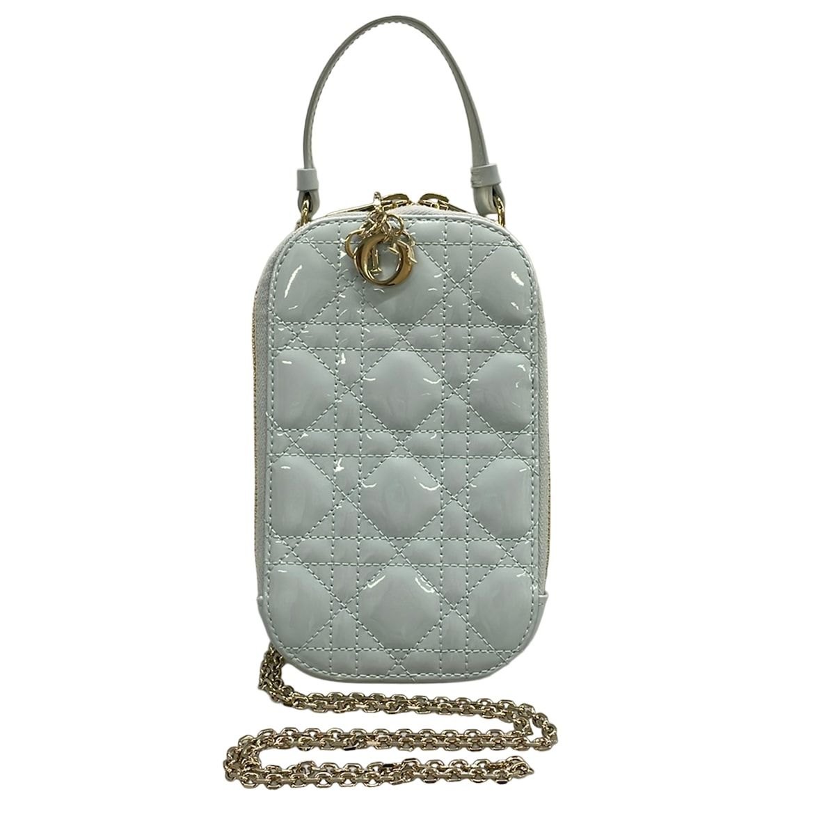 Dior Mobile Phone Case Lady Light Blue Quilted Leather