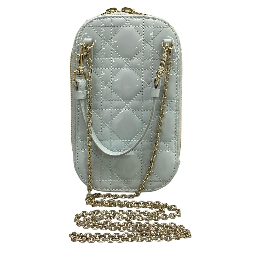Dior Mobile Phone Case Lady Light Blue Quilted Leather — view 2