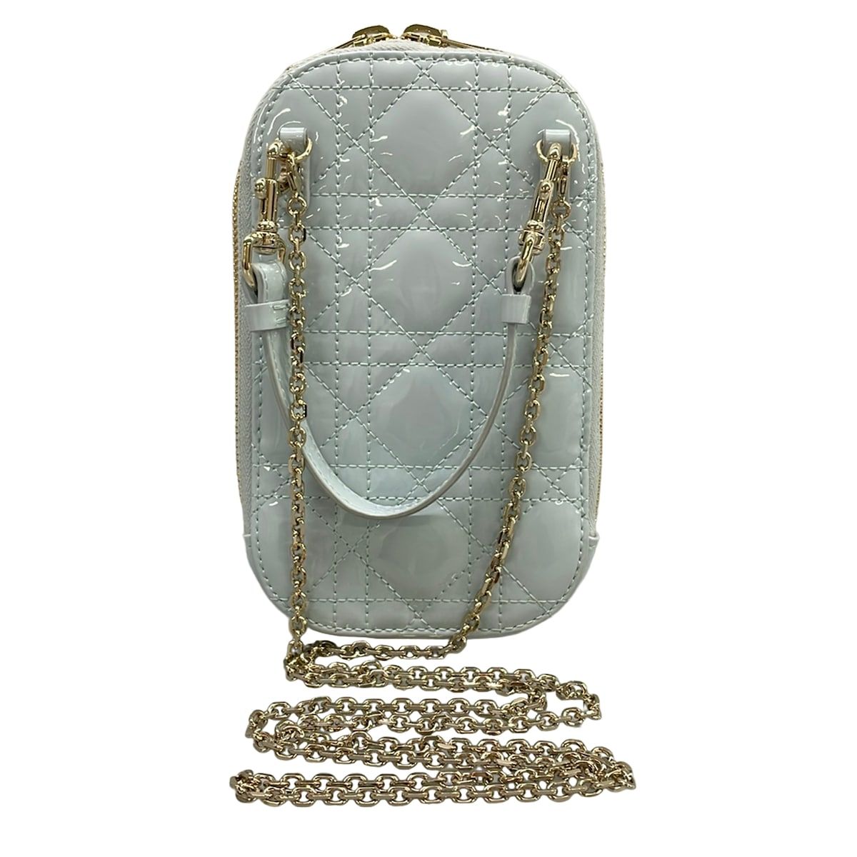 Dior Mobile Phone Case Lady Light Blue Quilted Leather — view 2