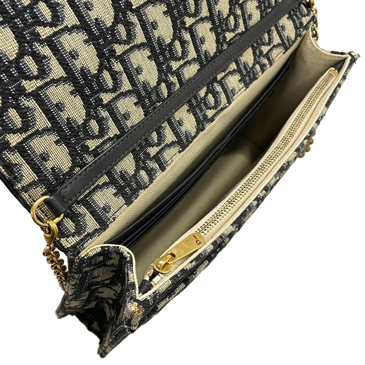 Dior Wallet Saddle Navy Chain Leather — view 4