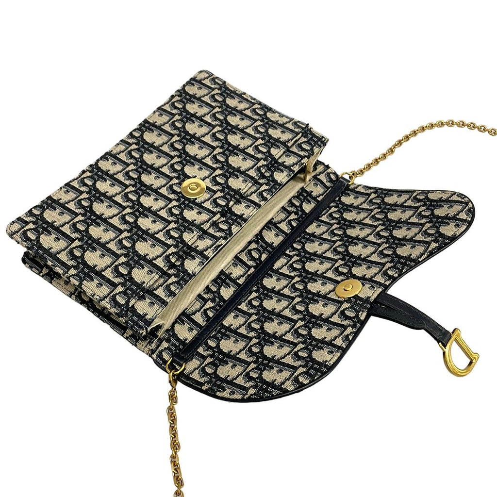 Dior Wallet Saddle Navy Chain Leather — view 3