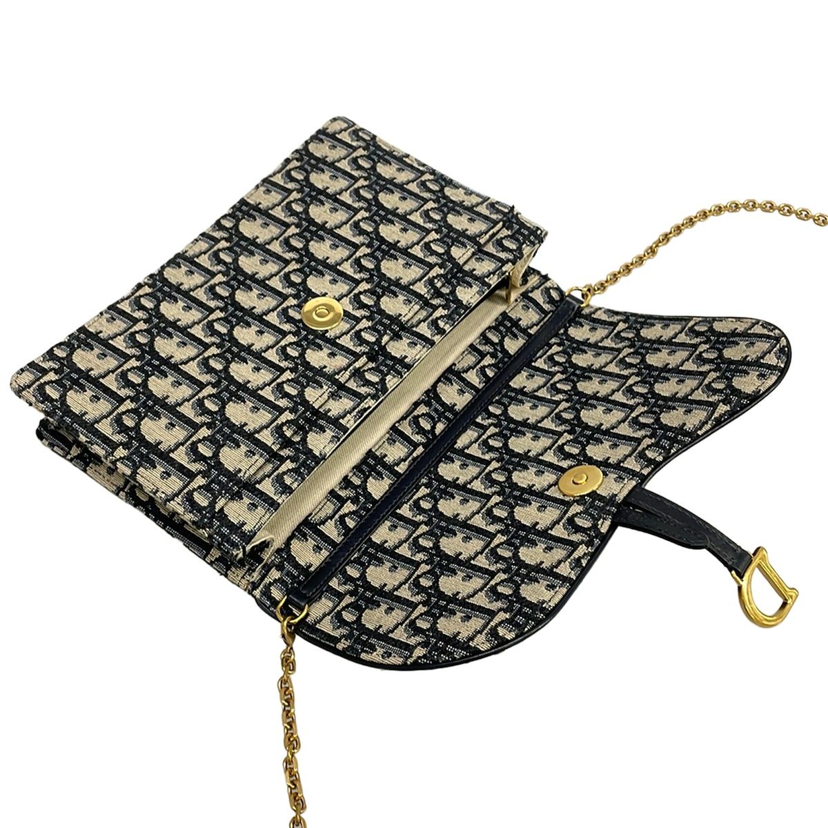Dior Wallet Saddle Navy Chain Leather — view 3