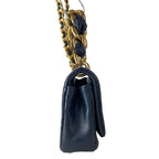 Chanel Shoulder Bag Mini Quilted Dark Navy 2-Way Chain Top Handle Vintage Gold — view 2
