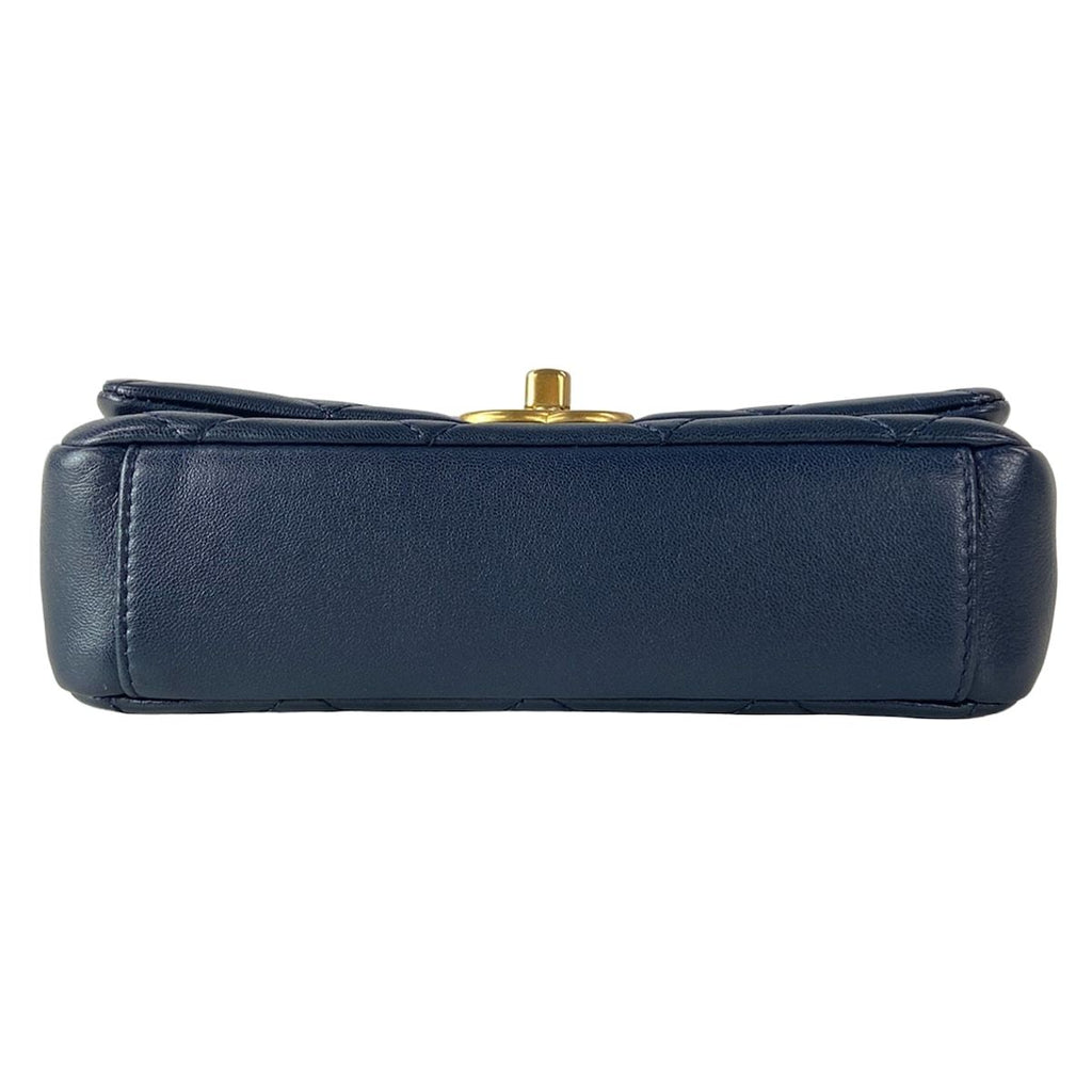 Chanel Shoulder Bag Mini Quilted Dark Navy 2-Way Chain Top Handle Vintage Gold — view 5