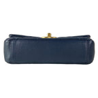 Chanel Shoulder Bag Mini Quilted Dark Navy 2-Way Chain Top Handle Vintage Gold — view 5