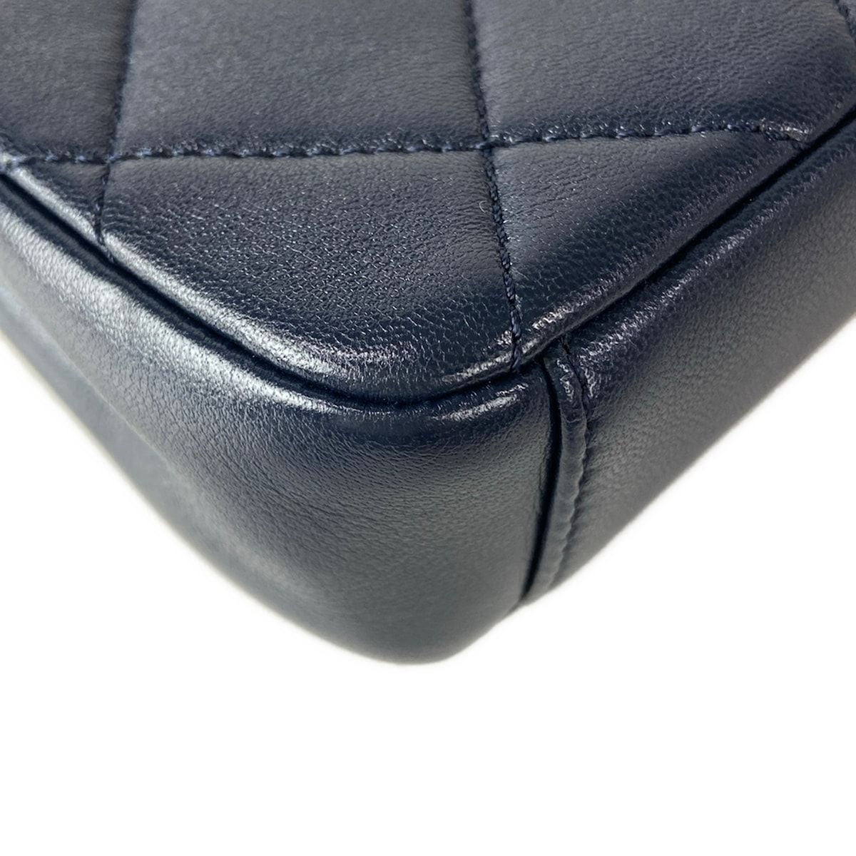 Chanel Shoulder Bag Mini Quilted Dark Navy 2-Way Chain Top Handle Vintage Gold — view 9