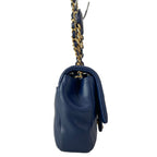Chanel Shoulder Bag Mini Quilted Navy Round Handle 2-Way Chain Vintage Gold — view 2