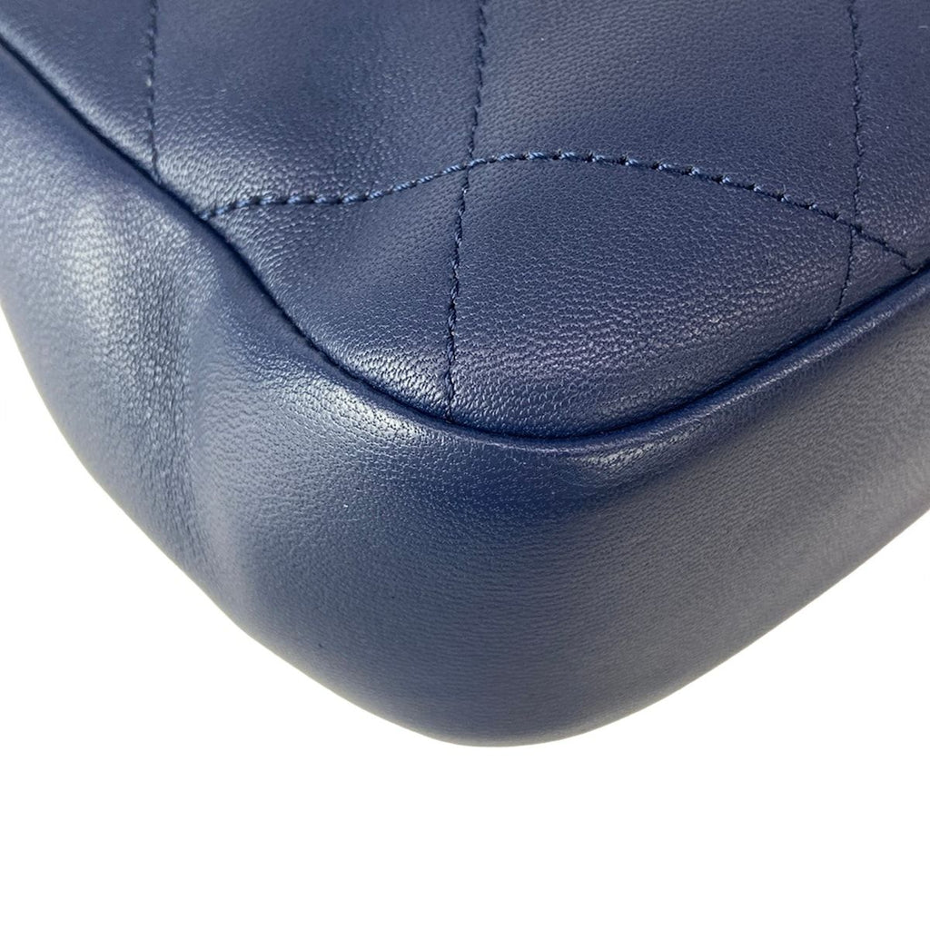 Chanel Shoulder Bag Mini Quilted Navy Round Handle 2-Way Chain Vintage Gold — view 9