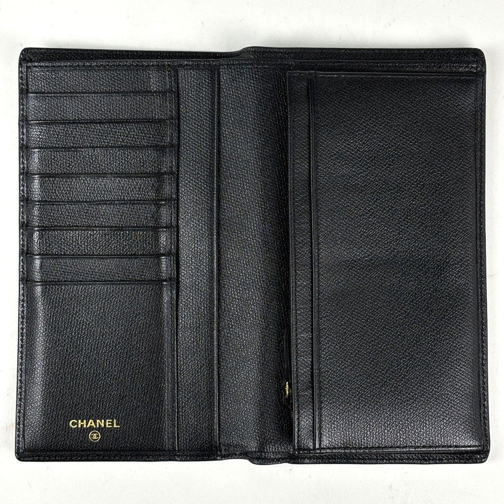 Chanel Coco Button Bifold Wallet Leather Black — view 8