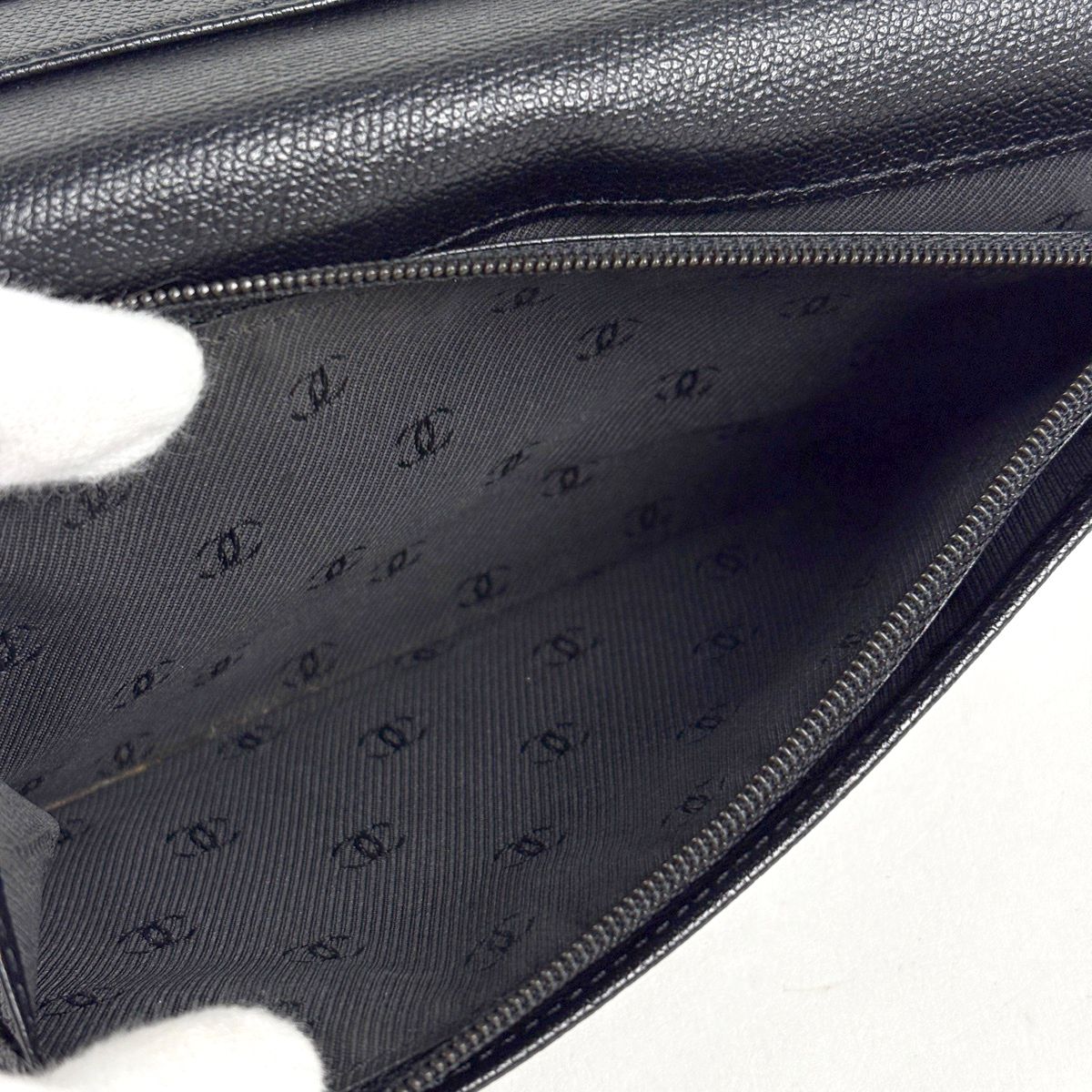 Chanel Coco Button Bifold Wallet Leather Black — view 7