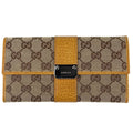 Gucci GG Pattern Bifold Wallet Canvas Yellow Beige