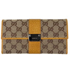 Gucci GG Pattern Bifold Wallet Canvas Yellow Beige
