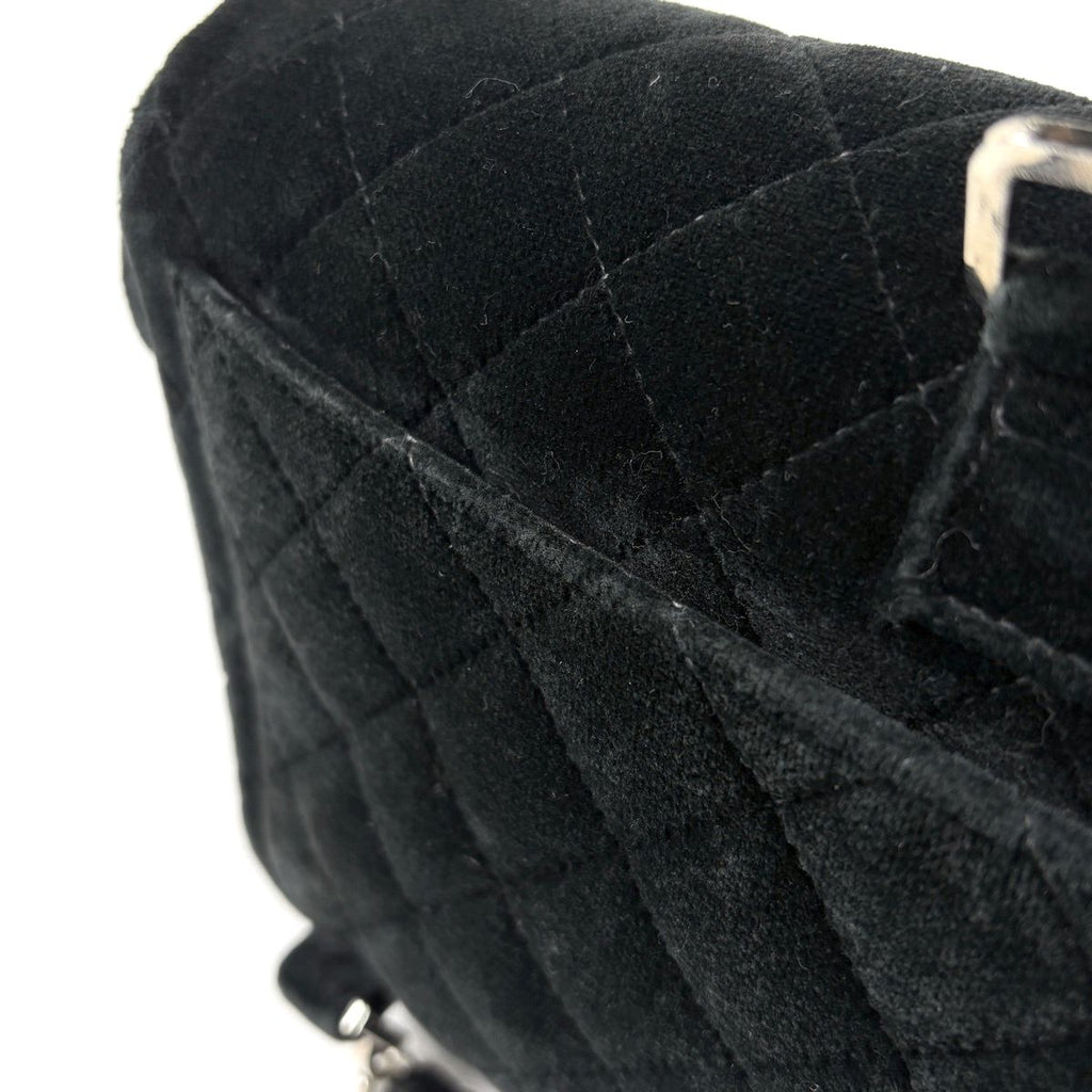 Chanel CC Logo Chain Backpack Quilted Velour Black — view 5