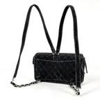 Chanel CC Logo Chain Backpack Quilted Velour Black — view 2