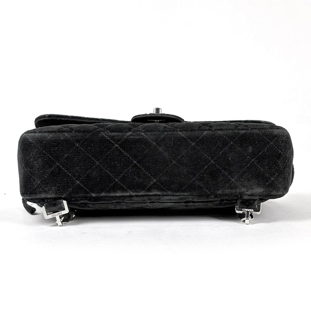 Chanel CC Logo Chain Backpack Quilted Velour Black — view 3