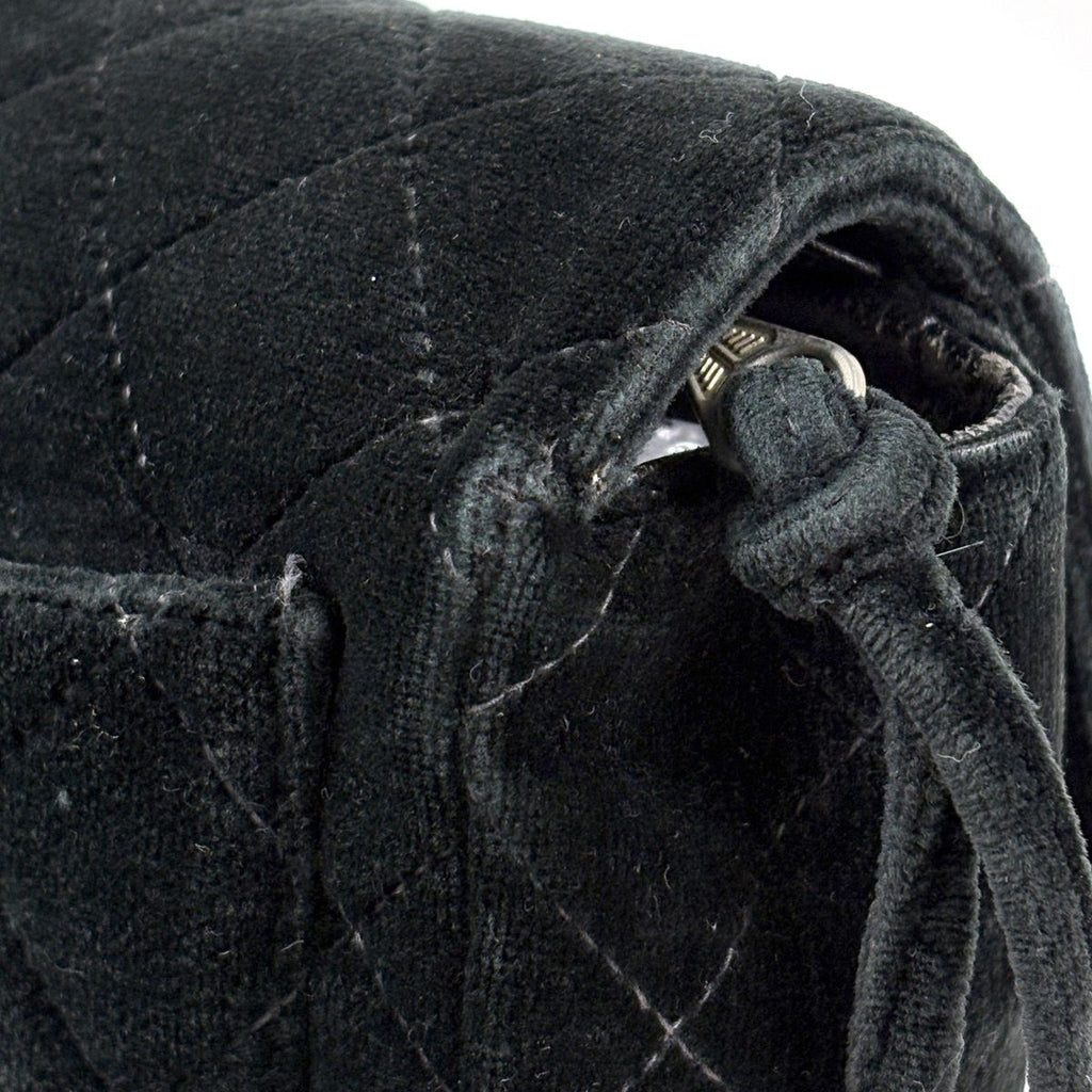 Chanel CC Logo Chain Backpack Quilted Velour Black — view 7