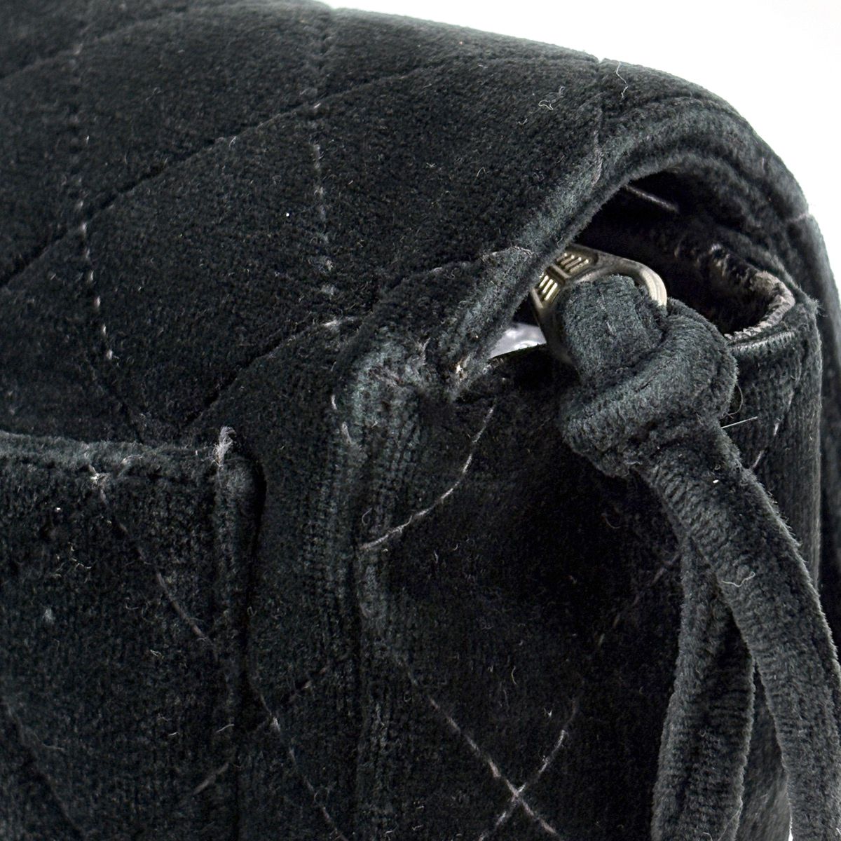 Chanel CC Logo Chain Backpack Quilted Velour Black — view 7
