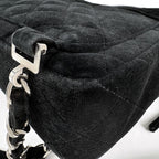 Chanel CC Logo Chain Backpack Quilted Velour Black — view 4