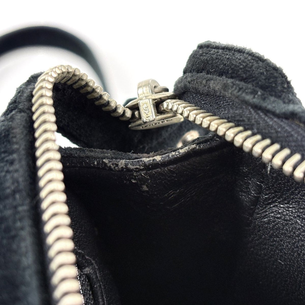Chanel CC Logo Chain Backpack Quilted Velour Black — view 8