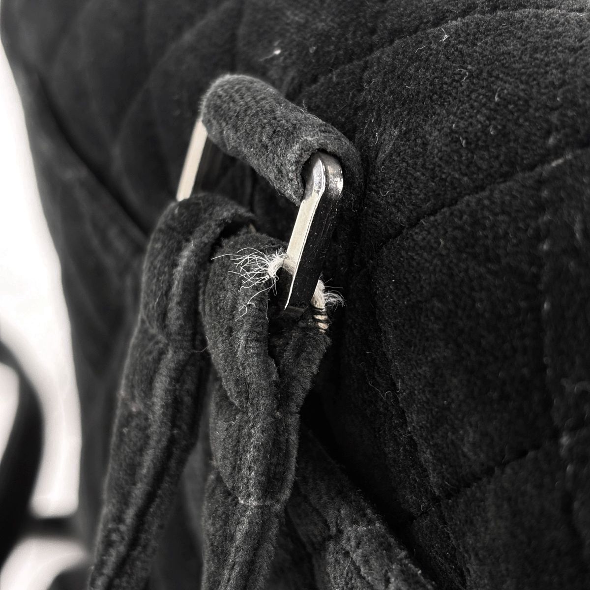 Chanel CC Logo Chain Backpack Quilted Velour Black — view 6