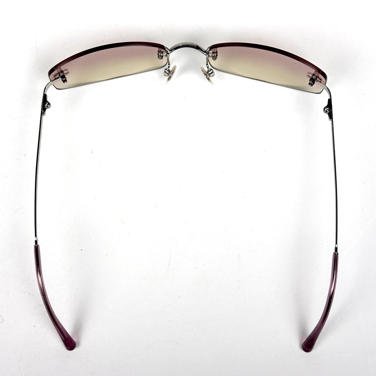 Chanel CC Logo Sunglasses Eyewear Rimless Metal Pink Silver — view 3