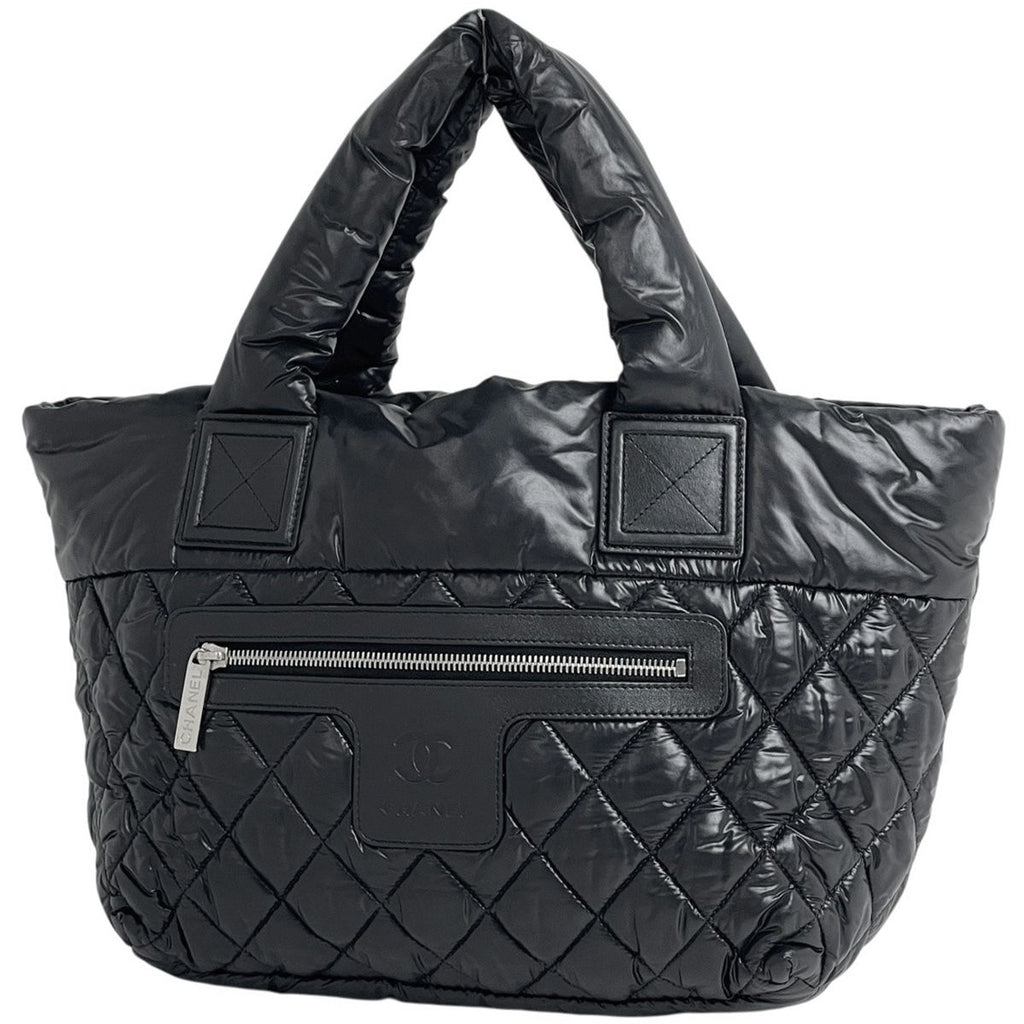 Chanel Coco Small Tote CC Logo Handbag Nylon Black