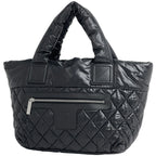 Chanel Coco Small Tote CC Logo Handbag Nylon Black