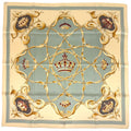 Hermes Carre 90 Crown Pattern Scarf Silk Beige Multicolor