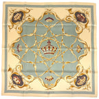 Hermes Carre 90 Crown Pattern Scarf Silk Beige Multicolor