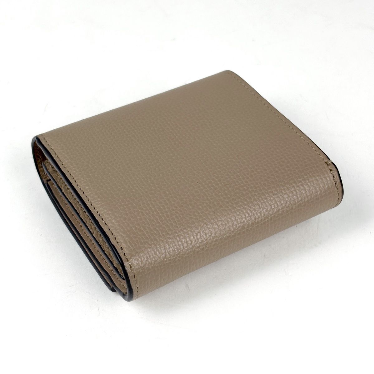 Loewe Anagram Compact Flap Wallet Billfold Coin Purse Bifold Leather Beige — view 2