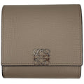 Loewe Anagram Compact Flap Wallet Billfold Coin Purse Bifold Leather Beige