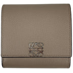 Loewe Anagram Compact Flap Wallet Billfold Coin Purse Bifold Leather Beige