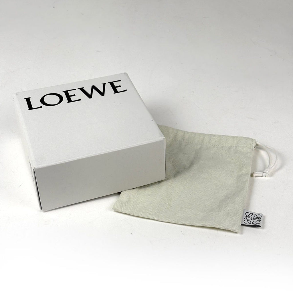 Loewe Anagram Compact Flap Wallet Billfold Coin Purse Bifold Leather Beige — view 7