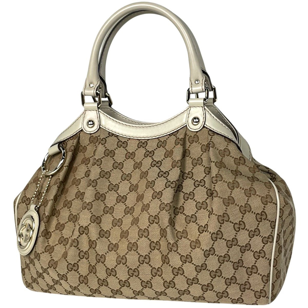 Gucci GG Pattern Ski Handbag Canvas Beige