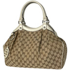 Gucci GG Pattern Ski Handbag Canvas Beige