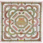 Hermes Carre 90 Parures Des Maharaja Scarf Silk Pink Red Multicolor