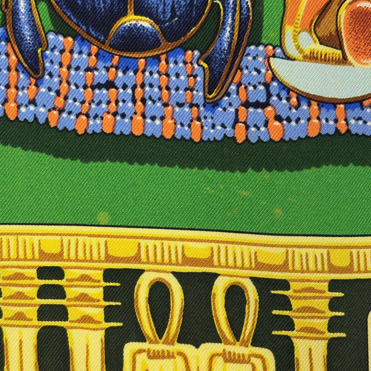 Hermes Carre 90 Tutankhamun Egypt Scarf Silk Green Multicolor — view 5