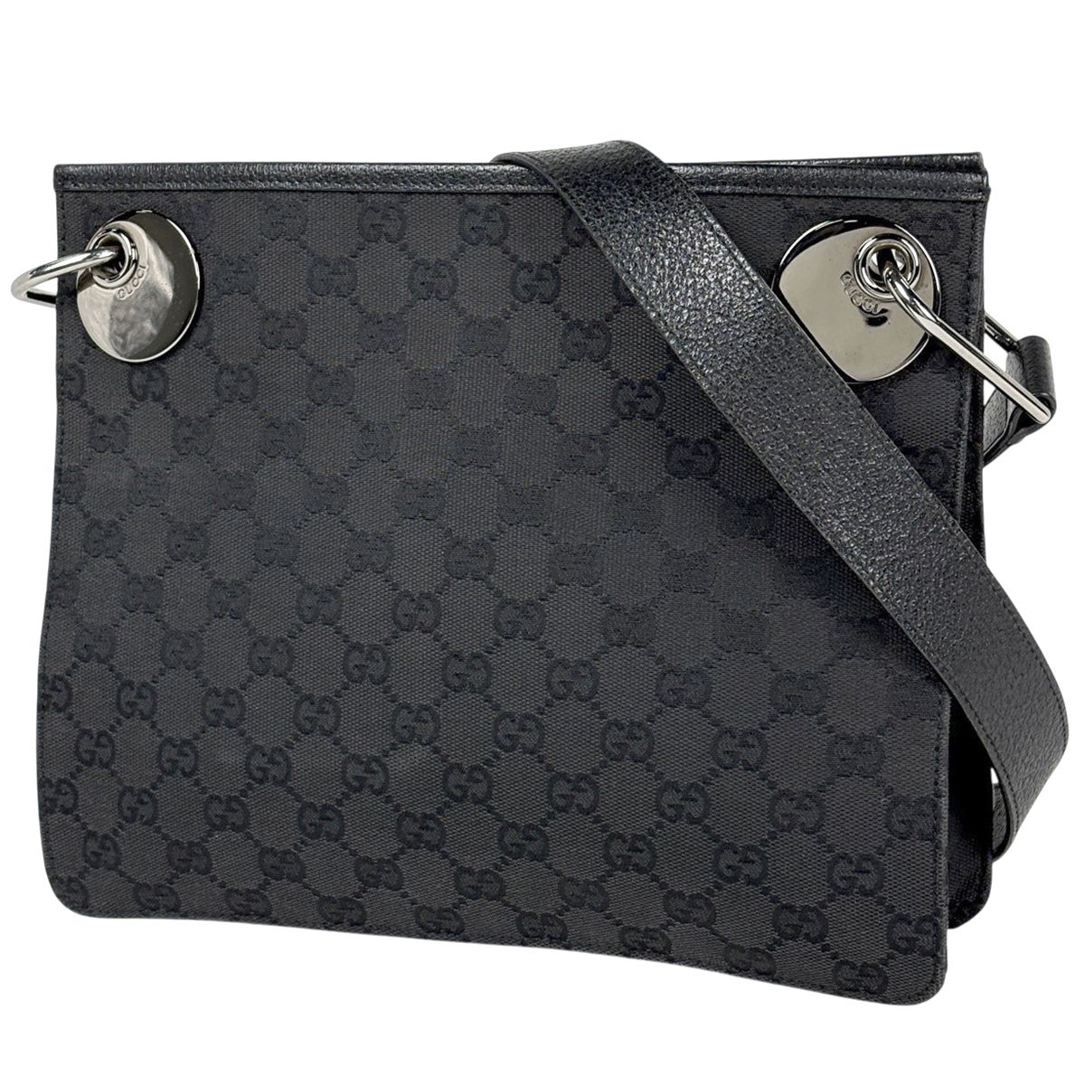 Gucci GG Pattern Shoulder Bag Canvas Black
