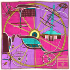 Hermes Carre 90 Projet de Voiture Petit Duc Bateau Carriage Scarf Silk Purple