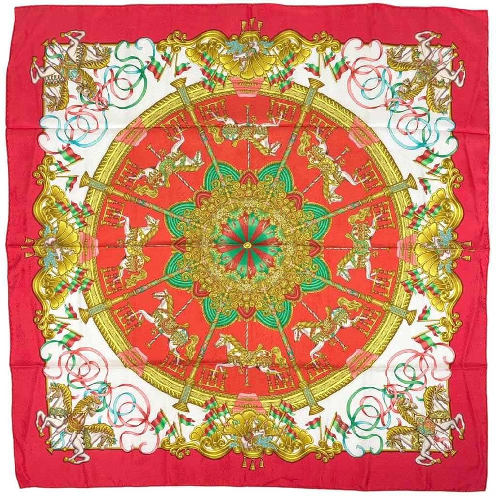 Hermes Carre 90 Luna Park Amusement Horse Carousel Merry Go Land Scarf Silk