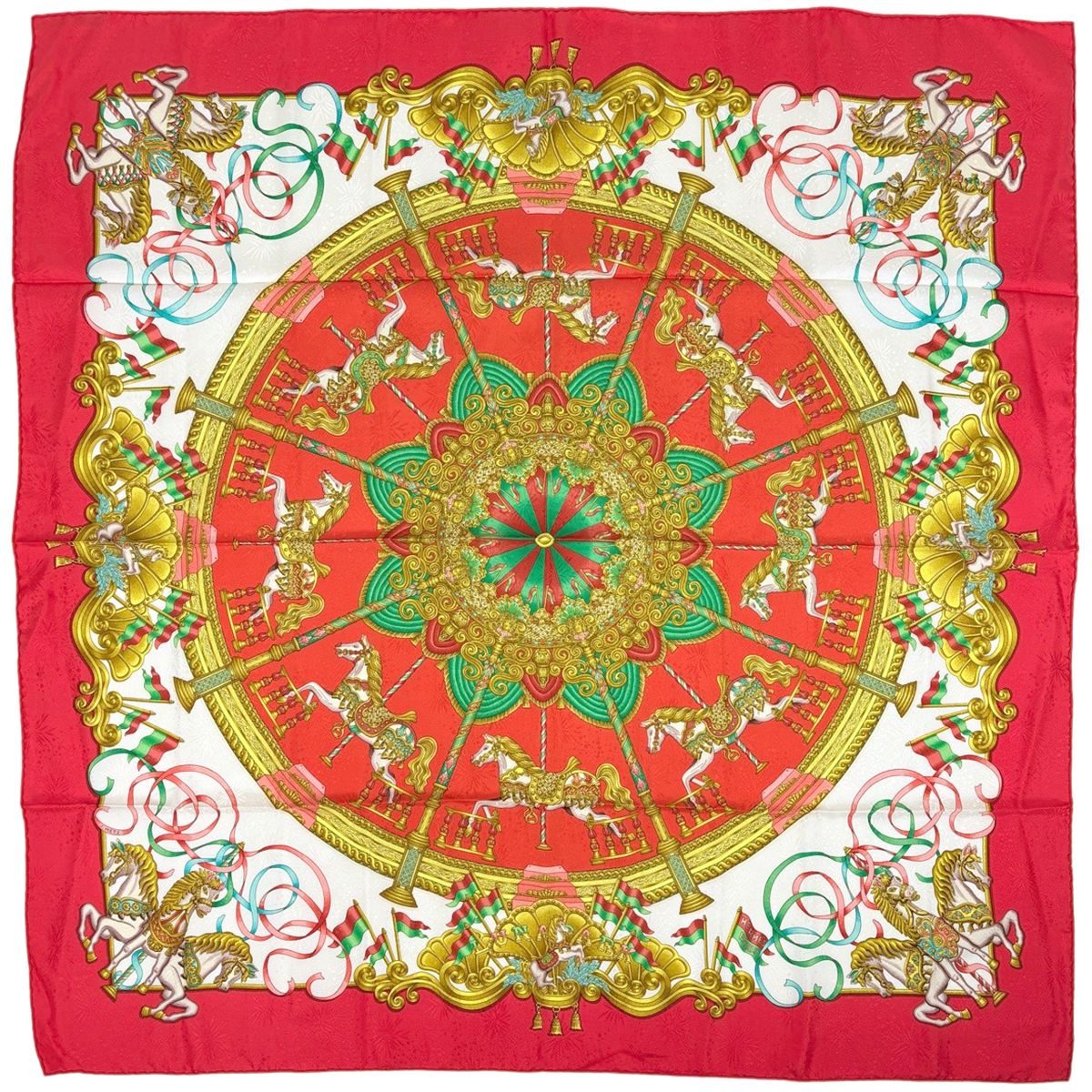 Hermes Carre 90 Luna Park Amusement Horse Carousel Merry Go Land Scarf Silk