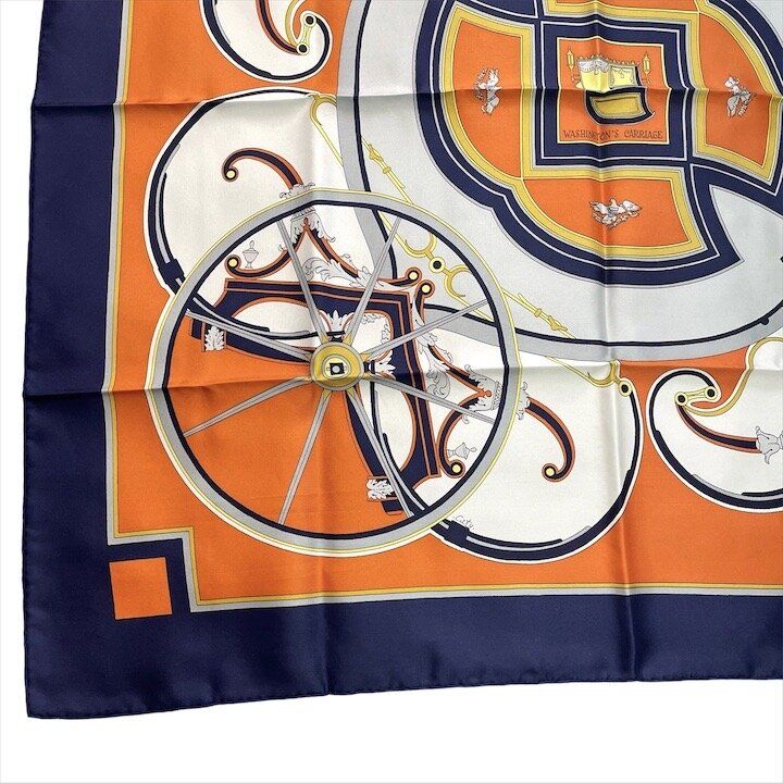 Hermes Carre 90 Large All Over Pattern Scarf Silk Orange — view 6