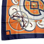 Hermes Carre 90 Large All Over Pattern Scarf Silk Orange — view 6