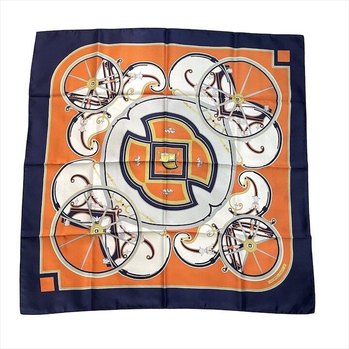 Hermes Carre 90 Large All Over Pattern Scarf Silk Orange — view 2
