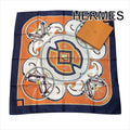 Hermes Carre 90 Large All Over Pattern Scarf Silk Orange