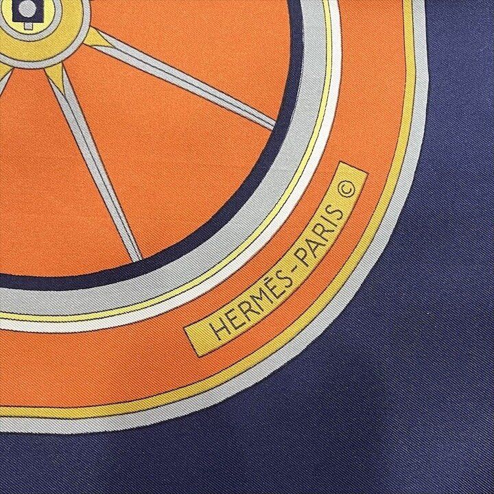 Hermes Carre 90 Large All Over Pattern Scarf Silk Orange — view 9