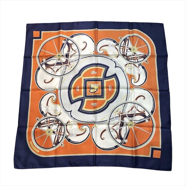 Hermes Carre 90 Large All Over Pattern Scarf Silk Orange — view 3