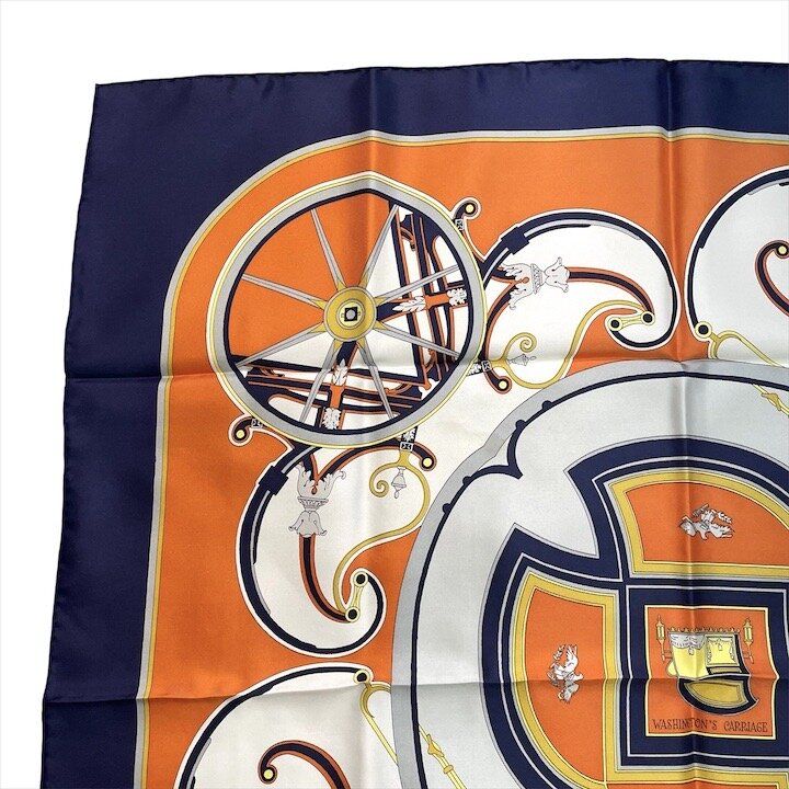 Hermes Carre 90 Large All Over Pattern Scarf Silk Orange — view 4