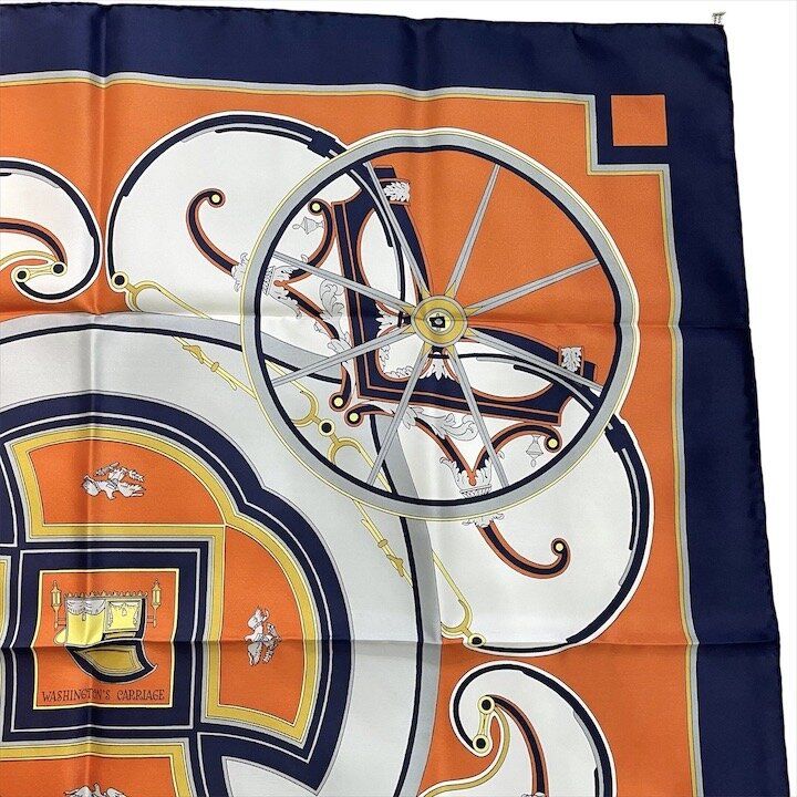 Hermes Carre 90 Large All Over Pattern Scarf Silk Orange — view 5